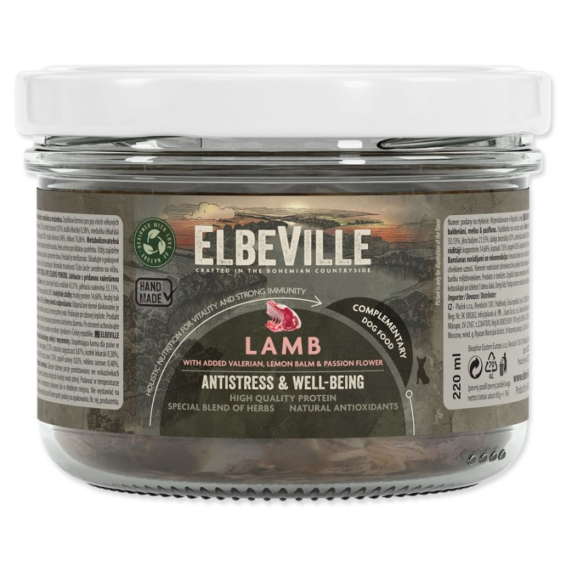 Konservi suņiem – Elbeville Jar Dog Tranquility&Well-being, lamb with added valerian 220ml