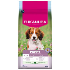 Sausa barība kucēniem - Eukanuba Puppy & Junior, Small & Medium, Lamb & Rice, 12 kg