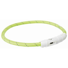 Atstarojoša kaklasiksna suņiem – Trixie Flash light ring USB, XS–S: 35 cm/ø 7 mm, green